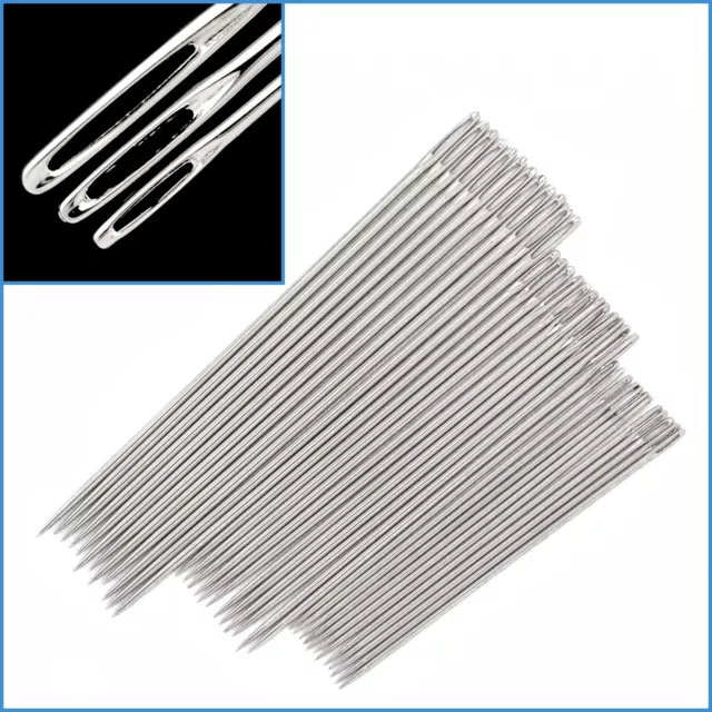 36pcs Large Eye Sewing Needle Sharp Stainless Steel Stitch Set Embroidery Thread