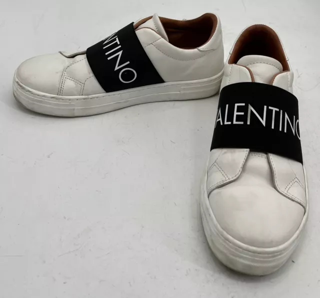Valentino by Mario Valentino Maya Logo Slip On Sneakers in White/Black sz 6.5