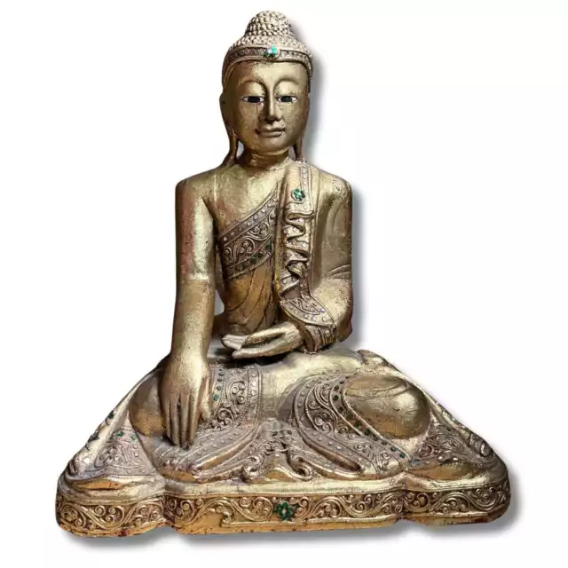 Holz Buddha Statue Thailand Skulptur blattvergoldete Statue groß AsienLifeStyle
