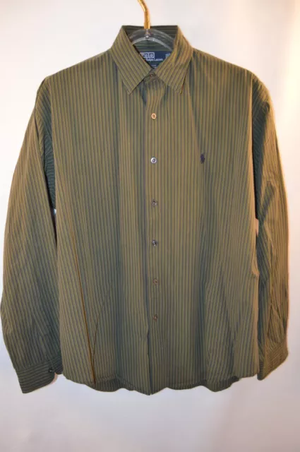 POLO Ralph Lauren men's L/S Marlowe shirt Green Stripe Cotton L