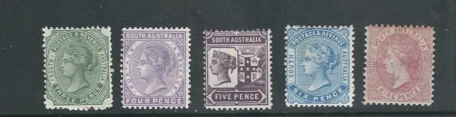 Du Sud Australie 1895-97 Qv (Scott 108-112 3D 4d 5d 6d 9d) F/ VF MH