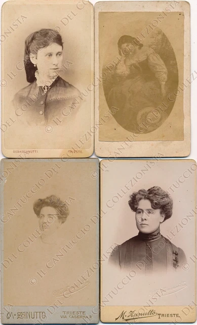 1880c TRIESTE Ritratti Signore Carte de visite CDV LOTTO 4 Fotografie Trieste