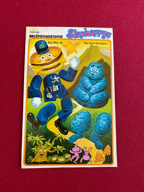 1970's,McDonald's,"Un-Used" Big Mac / Evil Grimace "Slaphappys" Sticker -Vintage