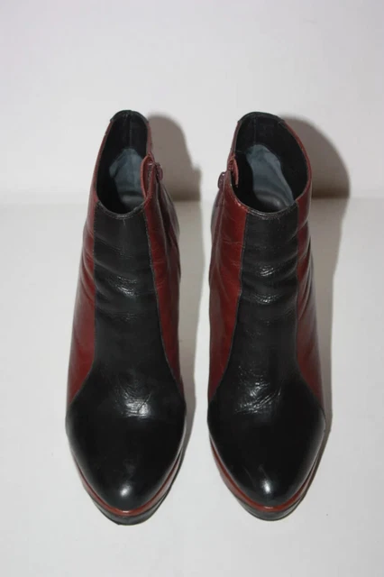 SAN MARINA  Bottines Boots à Talons Cuir bordeaux Noir T 39 TBE