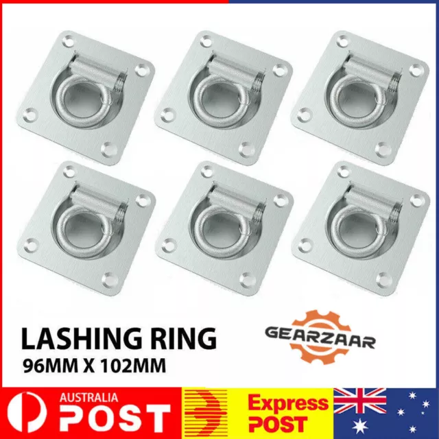 6x Lashing Rings Heavy Duty Zinc Plated Recessed Tie Down Point Anchor Trailer