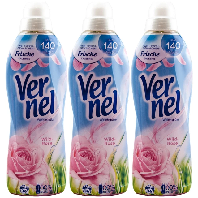 Vernel Fabric Softener Wild Rose 3 X 30.4oz 36 Wl To 140 Days Freshener