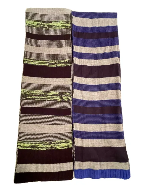 Lot of 2 “The Childrens Place” Boy Winter Scarves Colorful Knit Stripes