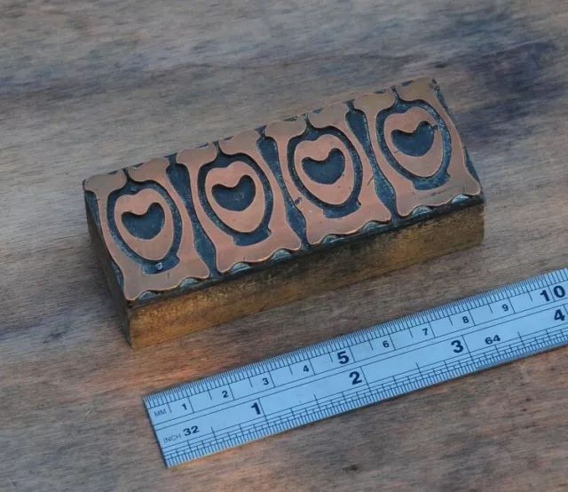 letterpress printing block ornament Art Nouveau frame wood rare copper rare old~