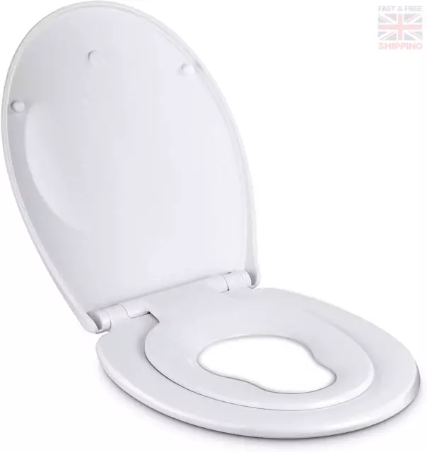 Toilet Seat with Built-in Child Seat, 2-in-1 Family Toilet Seat for Toddlers &