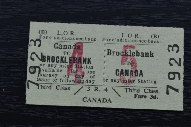 Liverpool Overhead Railway Ticket LOR BROCKLEBANK to CANADA No 7923