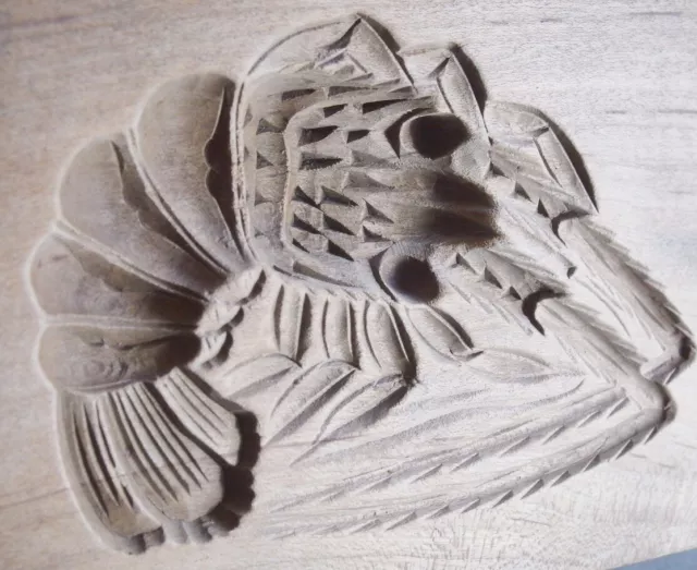 21ksg127 VINTAGE JAPANESE KASHIGATA CAKE MOLD LOBSTER PRAWN EBI WOOD CARVED