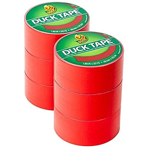 Nastro anatra colori solidi rosso 48 mm x 18,2 m, confezione da 6