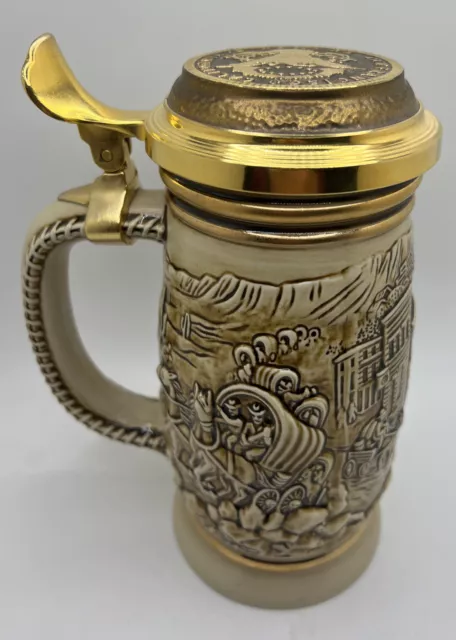 Avon The Gold Rush Collectible Beer Stein 1987 Handcrafted in Brazil 8.25" Tall