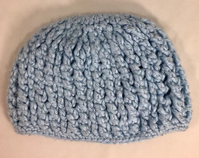 0 - 12 Months Baby Boy Girl Crochet Hand Made Hat Scully Chunky Knit Light Blue