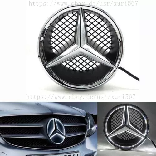 3D Grill Licht Logo Silber Stern Emblem Für Mercedes Benz B-C-GLK W204 Vito W447