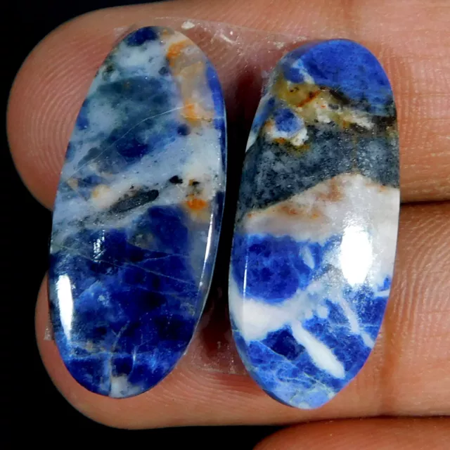 21.30Cts. Natural Marvelous Blue Sodalite Jasper Pair Oval Cabochon Gemstone