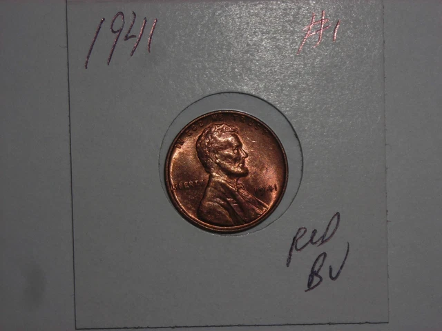 wheat penny 1941 NICE RED BU 1941-P NICE UNC LINCOLN CENT RED LUSTER LOT #1