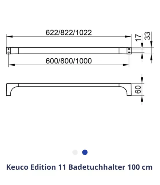 Keuco Edition 11 Badetuchhalter 100 cm - Wie neu 2