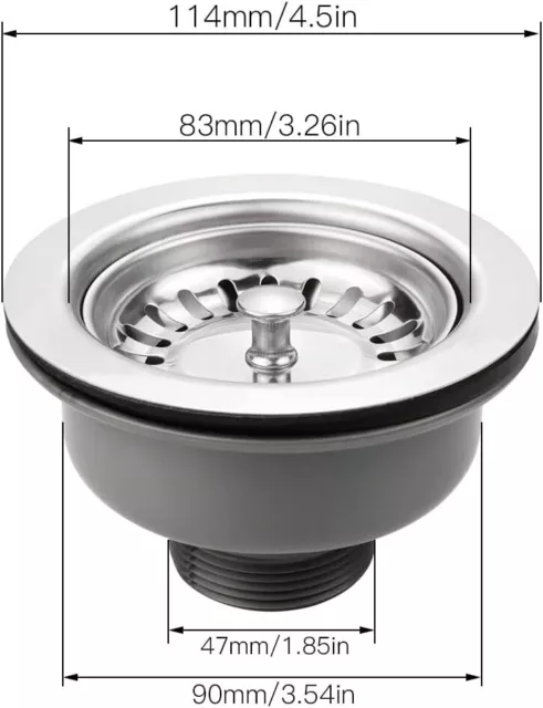 Universal Siebkorbventil Ablaufgarnitur Ø 114 mm für Spüle mit Anschluss neu