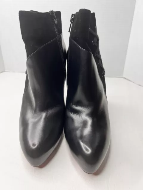 CHRISTIAN LOUBOUTIN BLACK 120 Shiny Calf Leather Suede Booties size ...