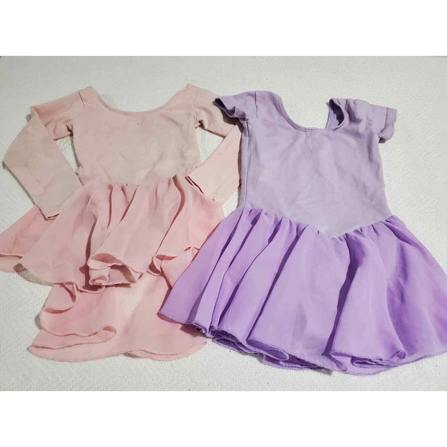 Lot (2) Girl's Dance Leotards Size 120 Arshiner Long Sleeve Pink Purple Size 12