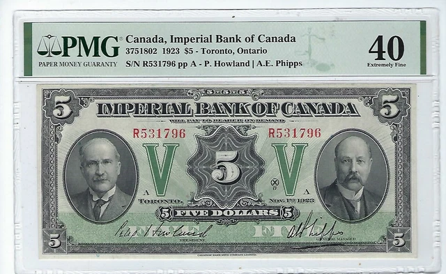 Canada - Imperial Bank of Canada 5 Dollars 1923 CH#375-18-02 PMG 40