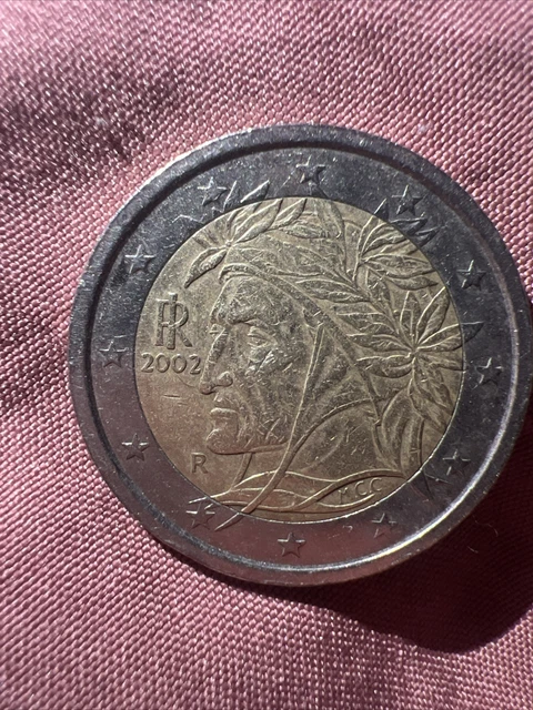 Pièce De 2 Euro Rare Italie 2002 - Dante Alighieri, Année De Frappe Fautée