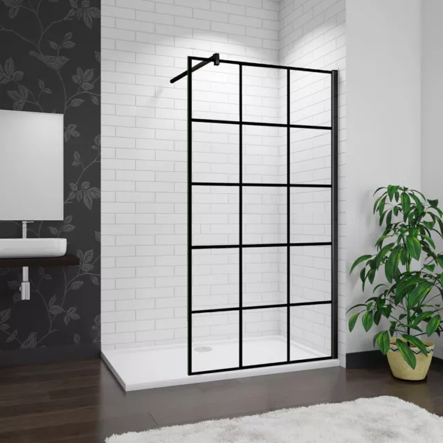 Walk in Dusche Duschwand 8mm NANO Glas Duschabtrennung 80-140 x H.200 cm Schwarz