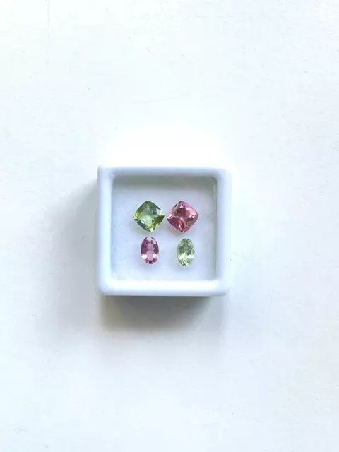 2.80 carats mix matched tourmaline pair, green and peach pink tourmaline gems