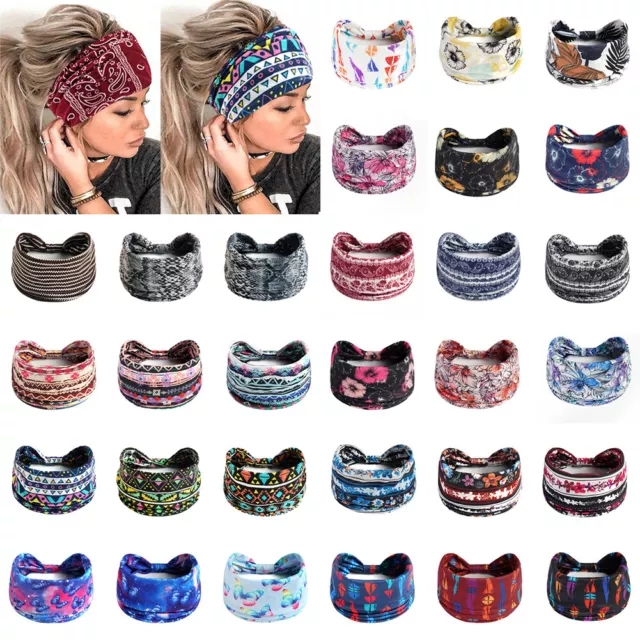 Women's Fashion Yoga Headband Ladies Elastic Boho Hair Band Wrap Floral Printed~