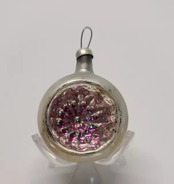 Vintage Christmas Tree Ornament Mercury Glass Indent Ball Blown Poland Bauble