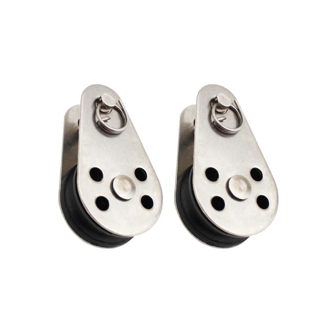 2Pcs Stainless Steel Single Pulley Practical Nylon Rope Pulley Tackle Puller