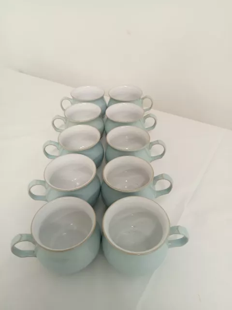 Denby Light Blue Linen Tea Cups x 10 Coffee Tea Excellent Used Condition