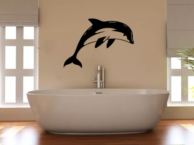 Dolphin Splash, Bath, Bathroom, Shower Room, Decal Wall Art Sticker Picture