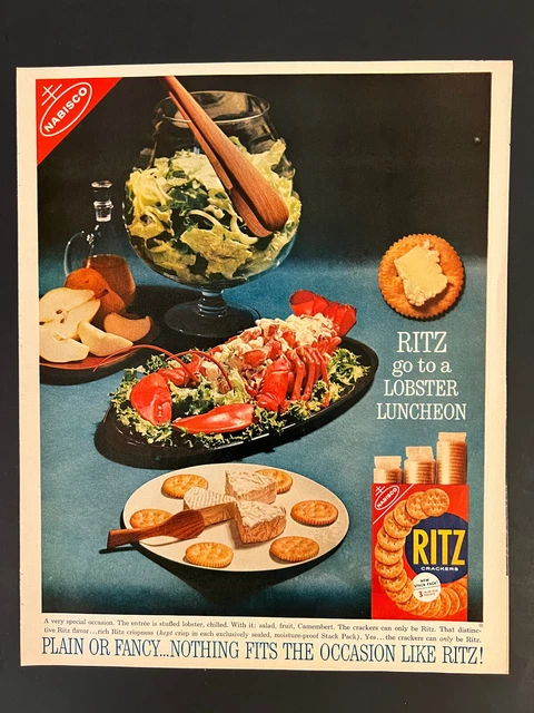 Nabisco Ritz Crackers VTG 1950s Print Add 10x13 Lobster Salad Colorful Food