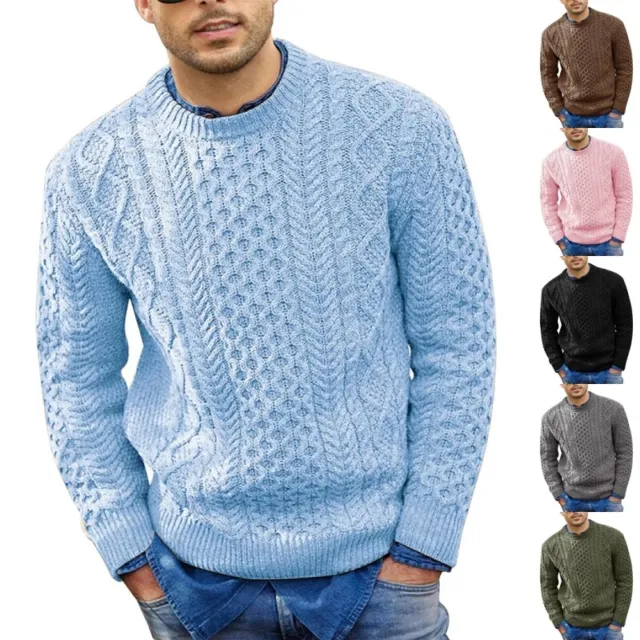 Men Knitted Sweaters Winter Warm Sweater Mens Casual Work Long Sleeve Pullover
