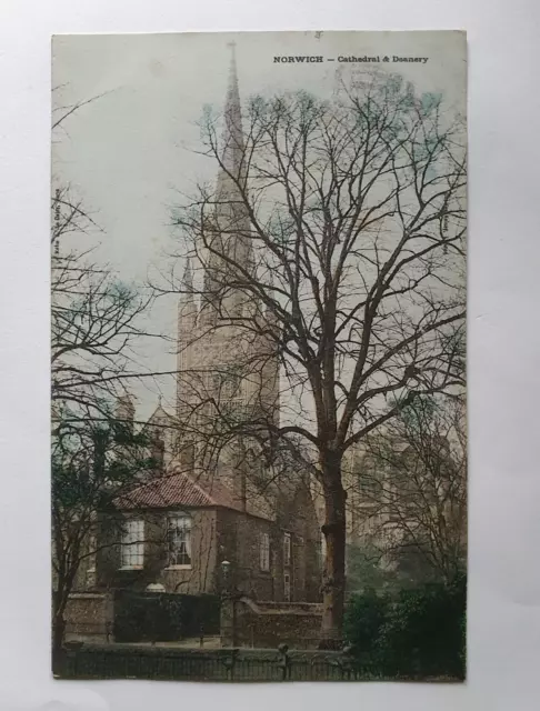 Vintage Colour Postcard - Cathedral & Deanery, Norwich - 1905 #B