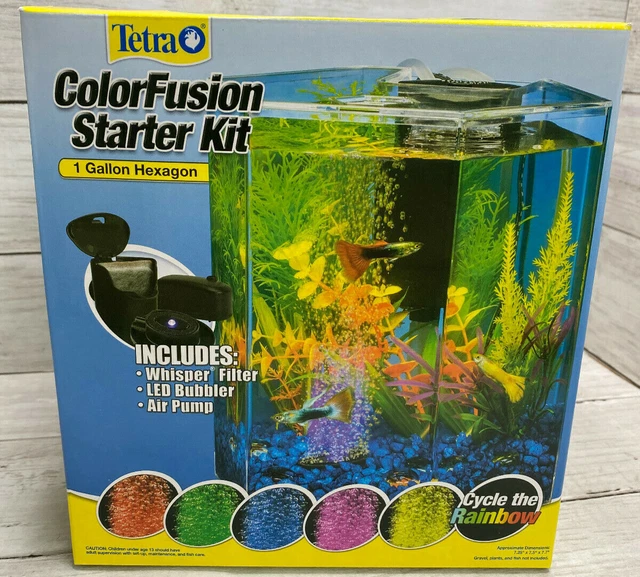TETRA BUBBLING LED AQUARIUM KIT 1 GALLON HEXAGON TANK Brand New Sealed