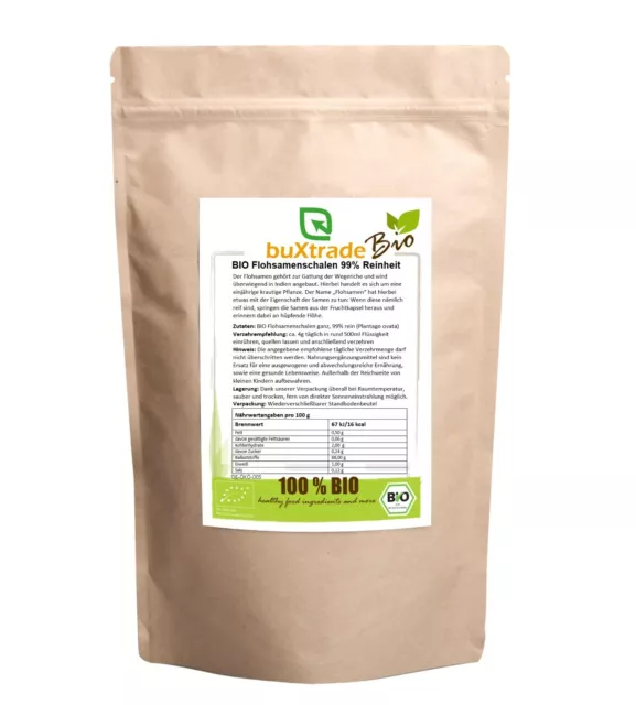 250g | BIO Flohsamenschalen 99% rein | Rein | Flohsamen aus Indien | health