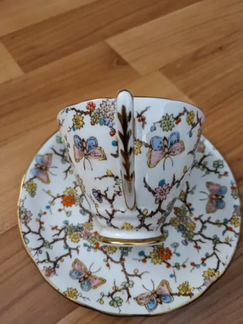 Royal Stafford  England Bone China Butterfly Floral Chintz Tea Cup & Saucer.