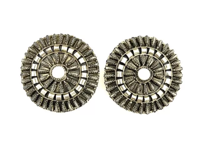 Native American sterling silver navajo Handmade  White Buffalo Cluster earrings
