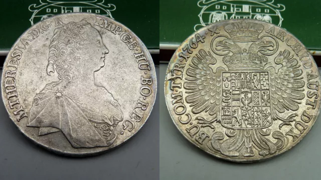 FFLM JE Österreich Habsburg Taler 1764 WIEN Maria Theresia Silber Münze 27,4g