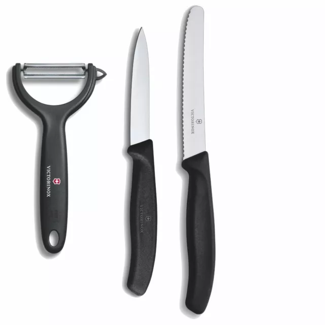 Küchenset 3tlg. Victorinox Tomatenmesser Gemüsemesser Y Schäler . schwarz