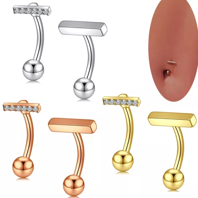 T Shape Stainless Steel Dangle Belly Button Piercing Navel Bar Ring Body Jewelry