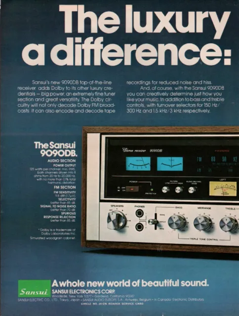 Sansui  -  9090DB Receiver - Original Magazine Ad - 1977