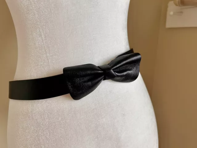 Kate Spade New York Leather Black Belt with Bow Tie and Elastic