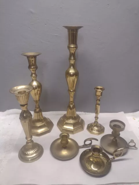 7 Vintage Lot Brass Candlestick Holders India Brass Decorative Candle Holders