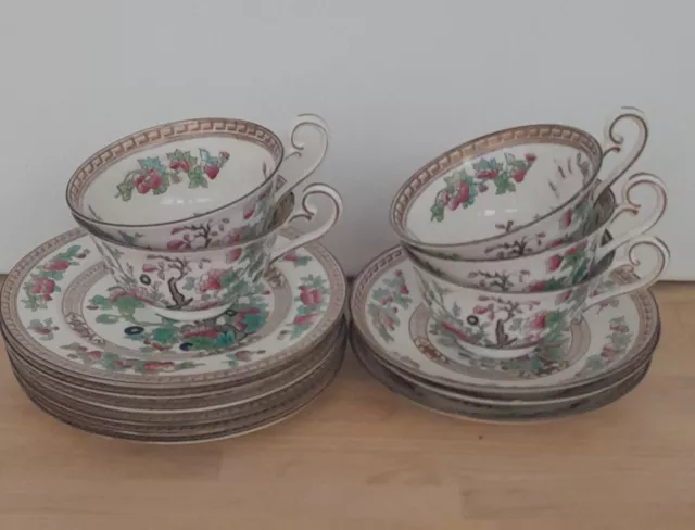 Royal Doulton Indian Tree Bone China Teacups, Saucers & Side Plates