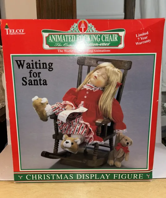 VTG Telco Motionette Waiting for Santa girl rocking chair 1995 animated w/box