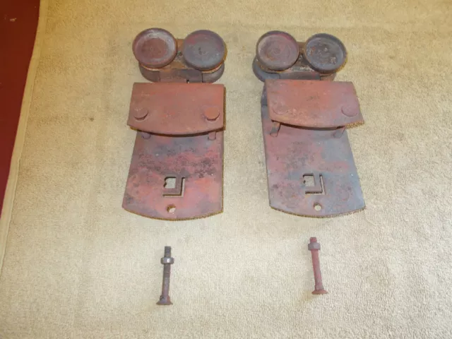 Vintage Pair Barn Door Rollers Trolley Farm Hardware Architectural Antique Lb 32